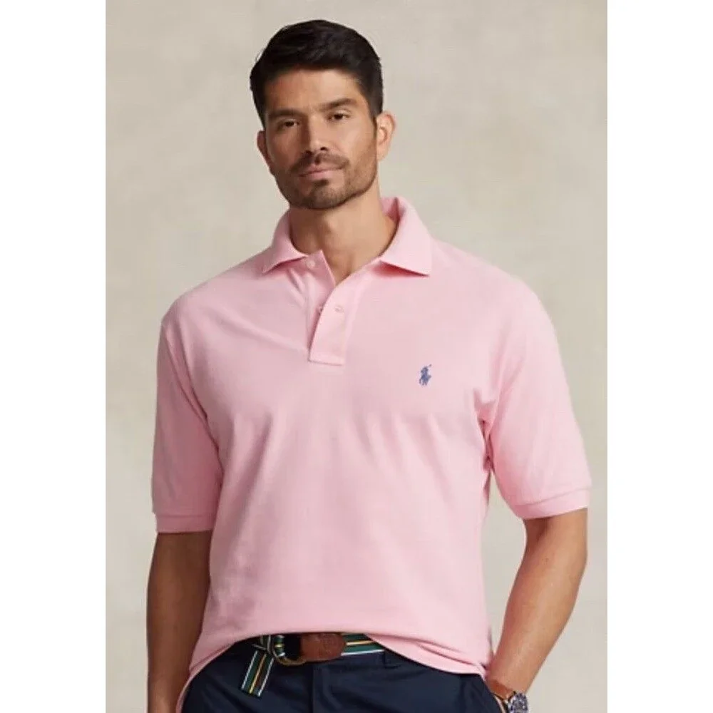 Polo Ralph Lauren Polo Shirt Men's Large Pink Short Sleeve Stretch Iconic Mesh‎